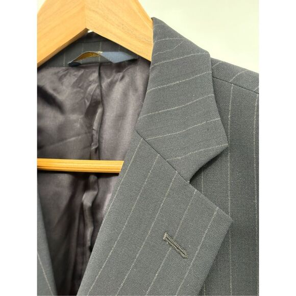 Brooks Brothers Blazer Suit Jacket Striped Navy Blue Men‎ Size 45 R Wool Stretch